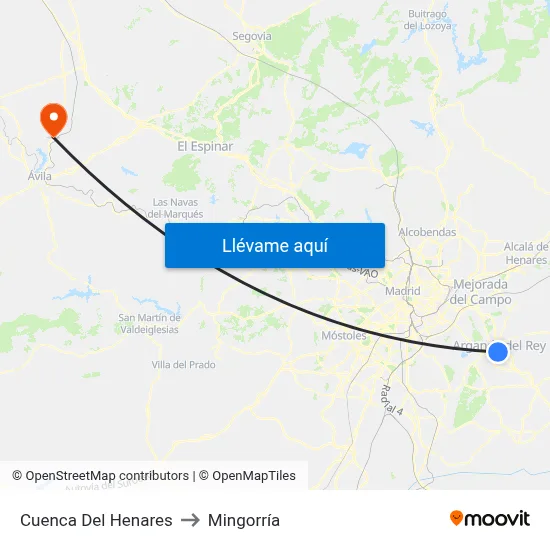 Cuenca Del Henares to Mingorría map