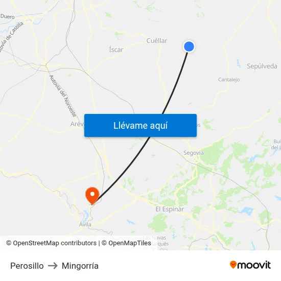 Perosillo to Mingorría map