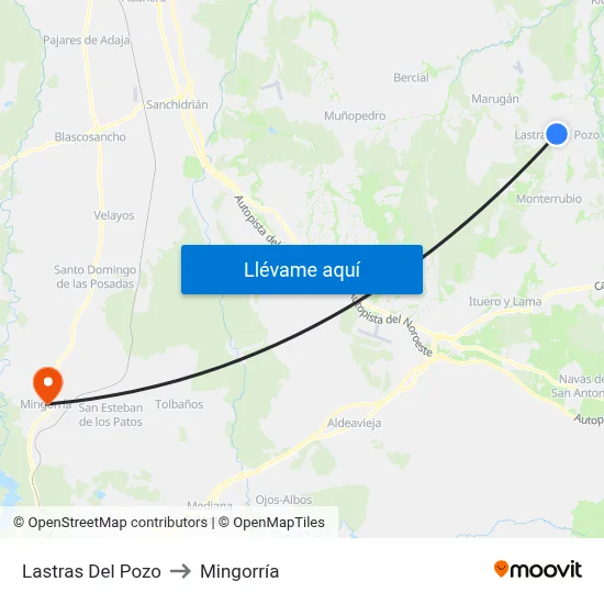 Lastras Del Pozo to Mingorría map