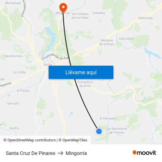 Santa Cruz De Pinares to Mingorría map