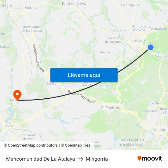 Mancomunidad De La Atalaya to Mingorría map
