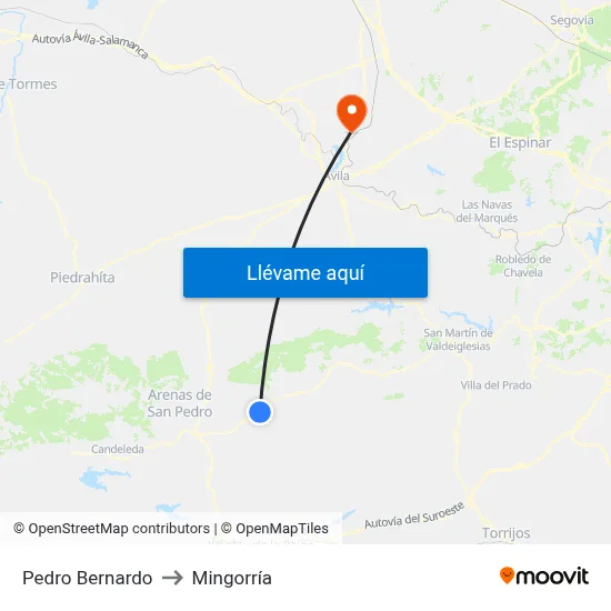 Pedro Bernardo to Mingorría map