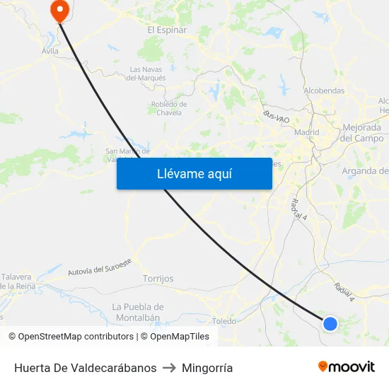 Huerta De Valdecarábanos to Mingorría map
