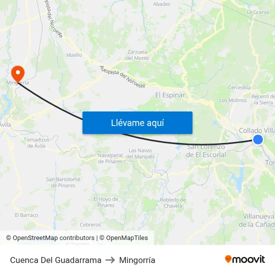 Cuenca Del Guadarrama to Mingorría map