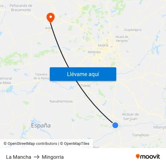 La Mancha to Mingorría map