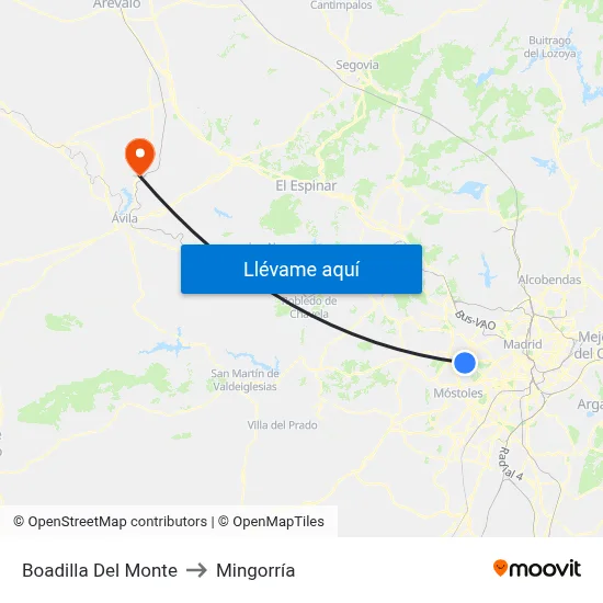 Boadilla Del Monte to Mingorría map