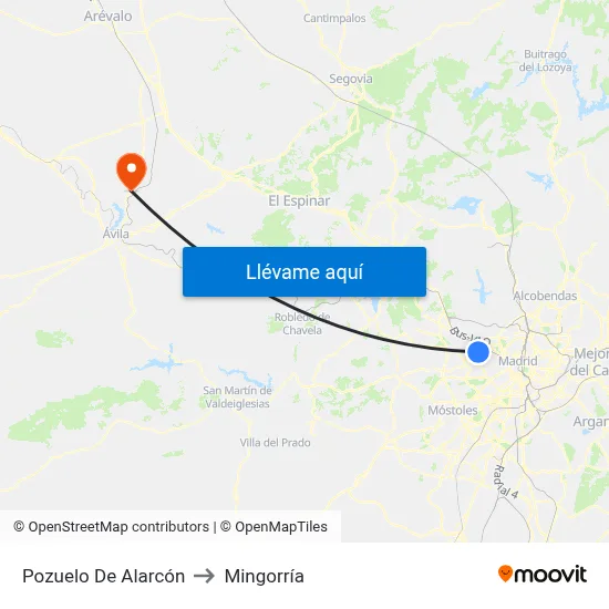 Pozuelo De Alarcón to Mingorría map
