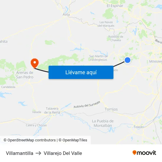 Villamantilla to Villarejo Del Valle map
