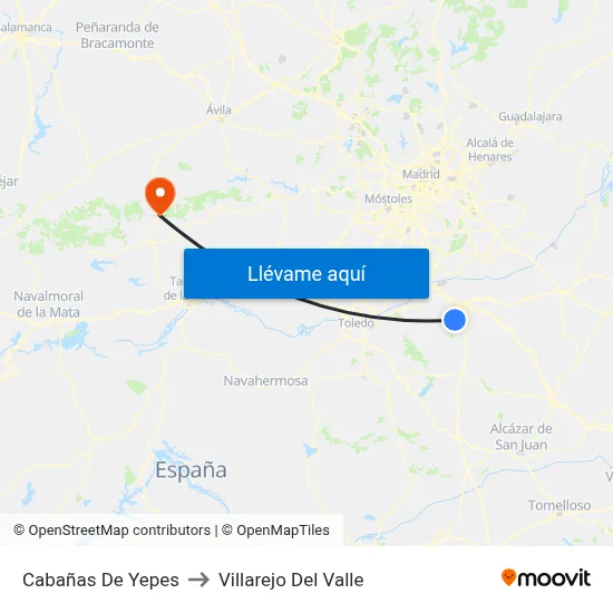Cabañas De Yepes to Villarejo Del Valle map
