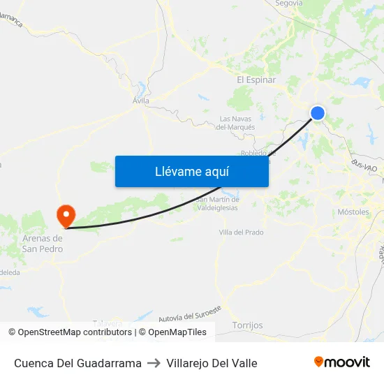 Cuenca Del Guadarrama to Villarejo Del Valle map