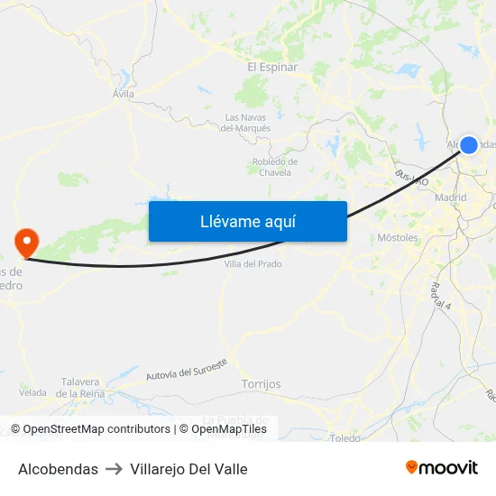 Alcobendas to Villarejo Del Valle map