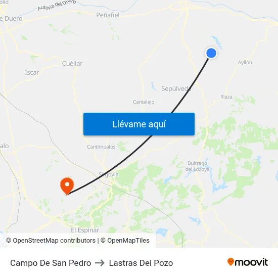 Campo De San Pedro to Lastras Del Pozo map