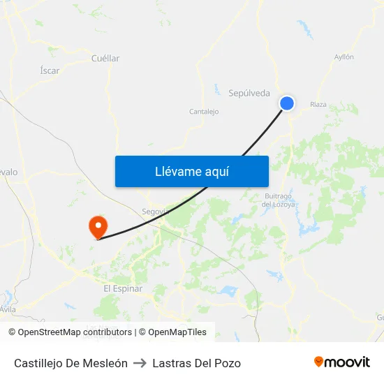 Castillejo De Mesleón to Lastras Del Pozo map