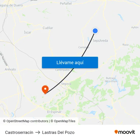 Castroserracín to Lastras Del Pozo map