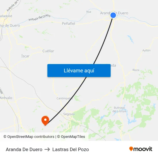 Aranda De Duero to Lastras Del Pozo map