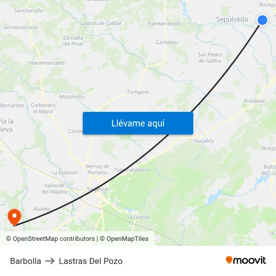 Barbolla to Lastras Del Pozo map