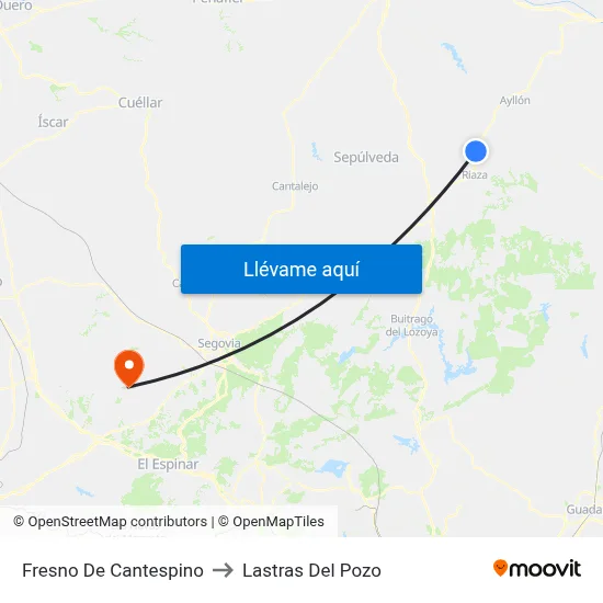 Fresno De Cantespino to Lastras Del Pozo map