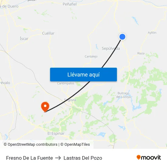 Fresno De La Fuente to Lastras Del Pozo map