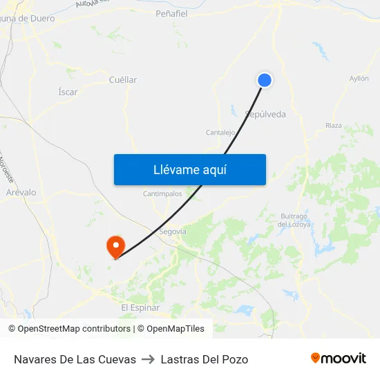 Navares De Las Cuevas to Lastras Del Pozo map