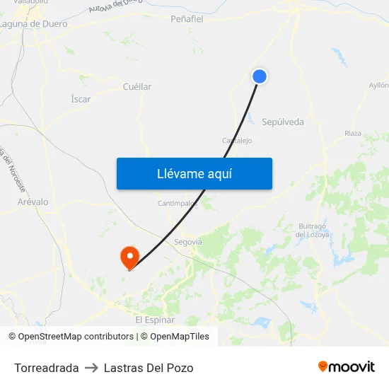 Torreadrada to Lastras Del Pozo map