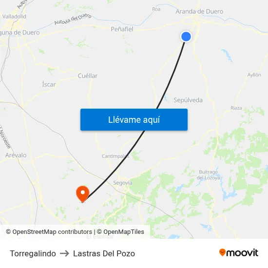 Torregalindo to Lastras Del Pozo map