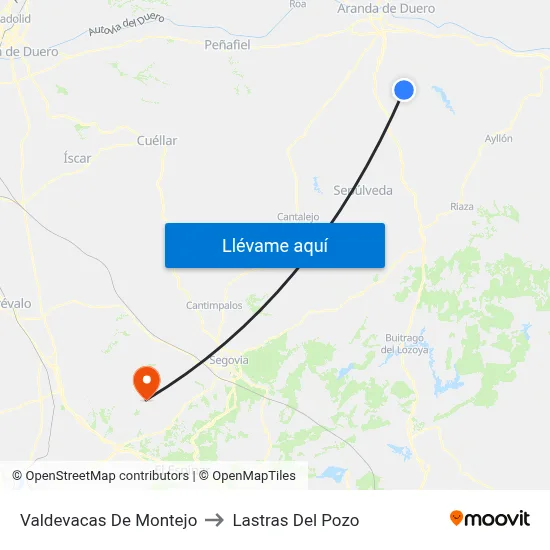 Valdevacas De Montejo to Lastras Del Pozo map