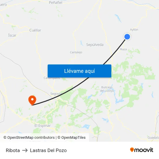 Ribota to Lastras Del Pozo map