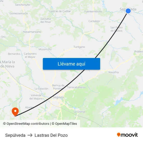Sepúlveda to Lastras Del Pozo map
