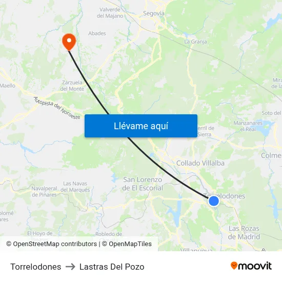 Torrelodones to Lastras Del Pozo map