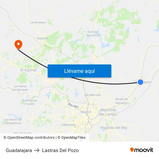 Guadalajara to Lastras Del Pozo map