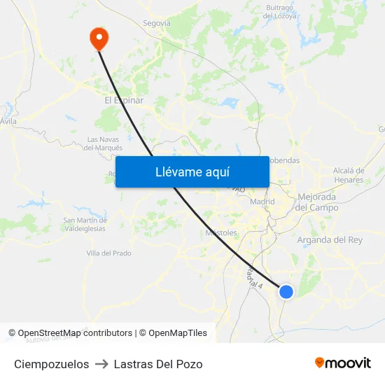 Ciempozuelos to Lastras Del Pozo map