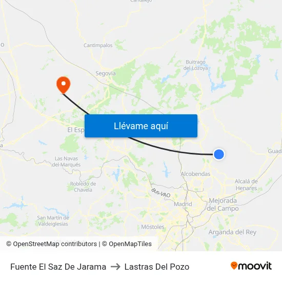 Fuente El Saz De Jarama to Lastras Del Pozo map