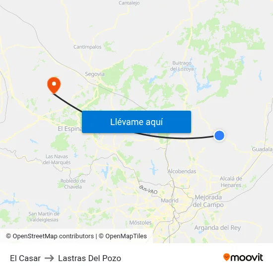 El Casar to Lastras Del Pozo map
