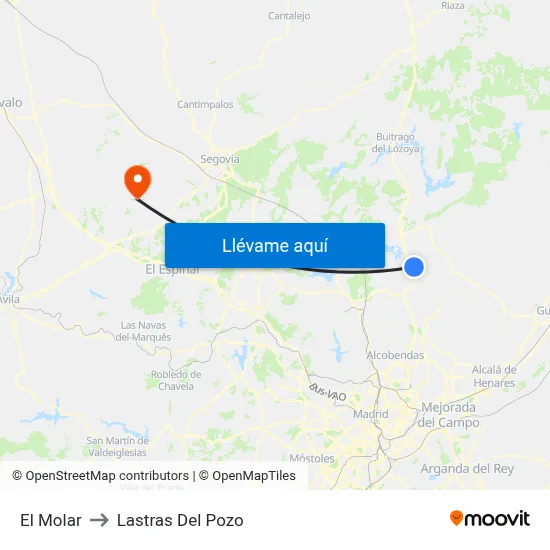 El Molar to Lastras Del Pozo map