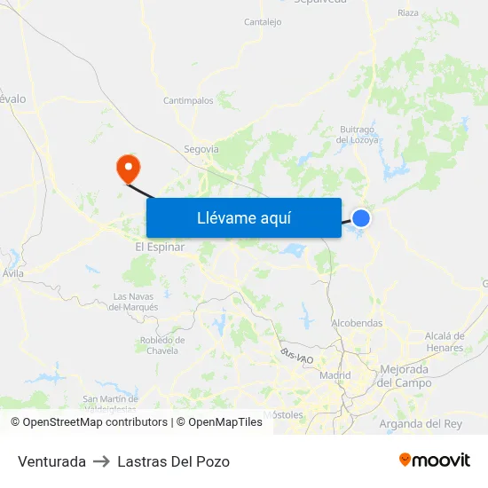 Venturada to Lastras Del Pozo map