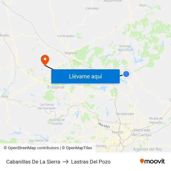 Cabanillas De La Sierra to Lastras Del Pozo map