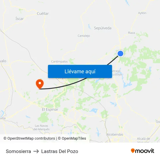 Somosierra to Lastras Del Pozo map