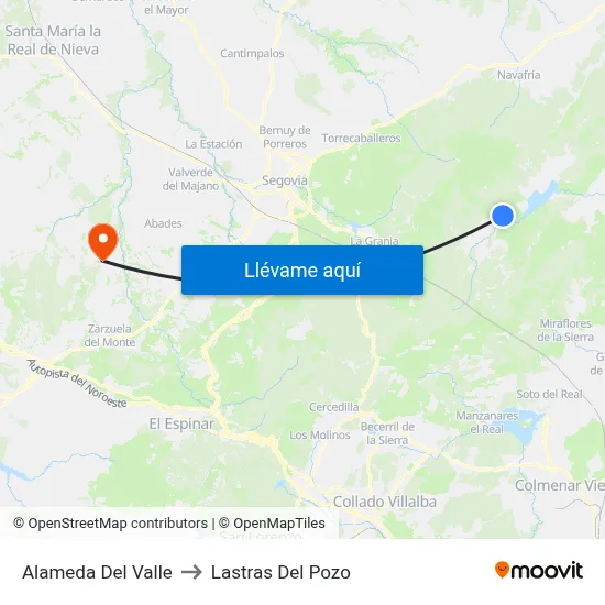 Alameda Del Valle to Lastras Del Pozo map