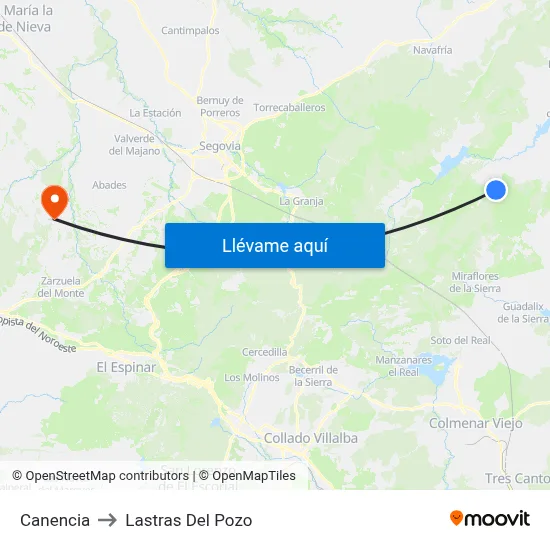 Canencia to Lastras Del Pozo map