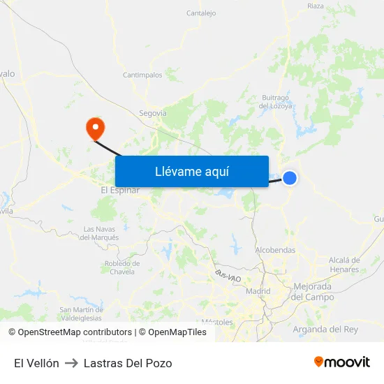 El Vellón to Lastras Del Pozo map