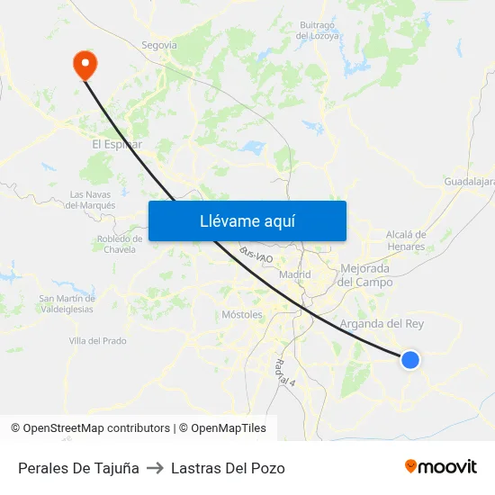 Perales De Tajuña to Lastras Del Pozo map
