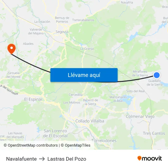 Navalafuente to Lastras Del Pozo map