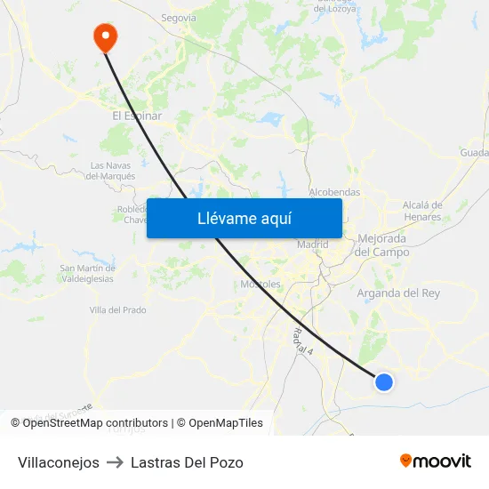 Villaconejos to Lastras Del Pozo map