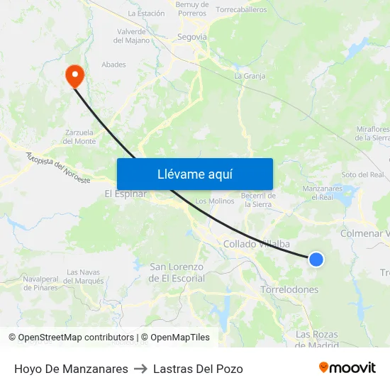 Hoyo De Manzanares to Lastras Del Pozo map