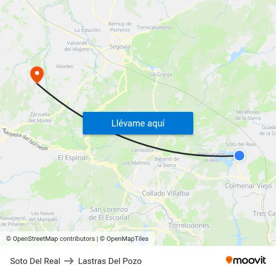 Soto Del Real to Lastras Del Pozo map
