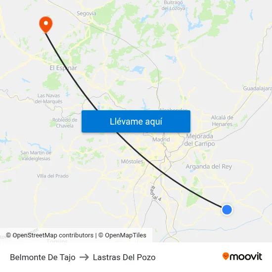 Belmonte De Tajo to Lastras Del Pozo map