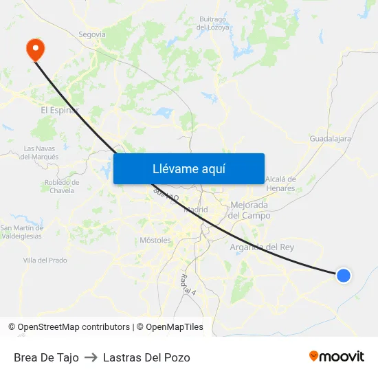 Brea De Tajo to Lastras Del Pozo map