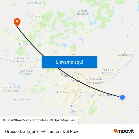 Orusco De Tajuña to Lastras Del Pozo map