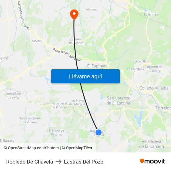 Robledo De Chavela to Lastras Del Pozo map