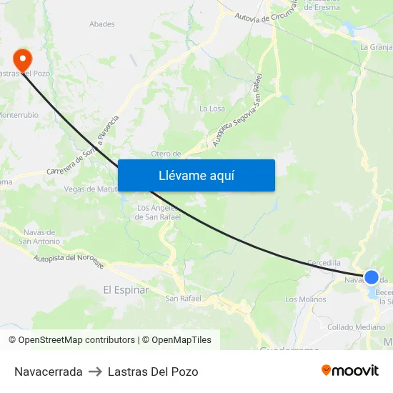 Navacerrada to Lastras Del Pozo map